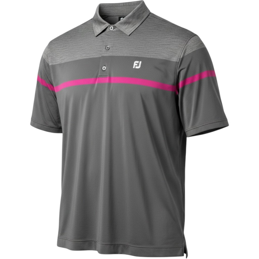 FootJoy Polo Shirt Mens XXL Grey Pink Stripe Performance Golf